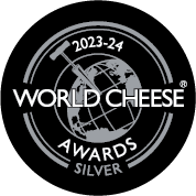 World Cheese Awards 2023-24 Super Gold award with globe and gold details.